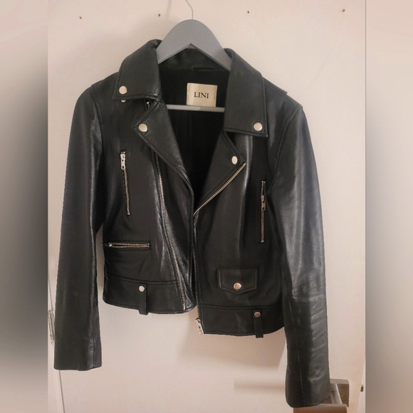 Black genuine leather jacket - Picture 1 of 3